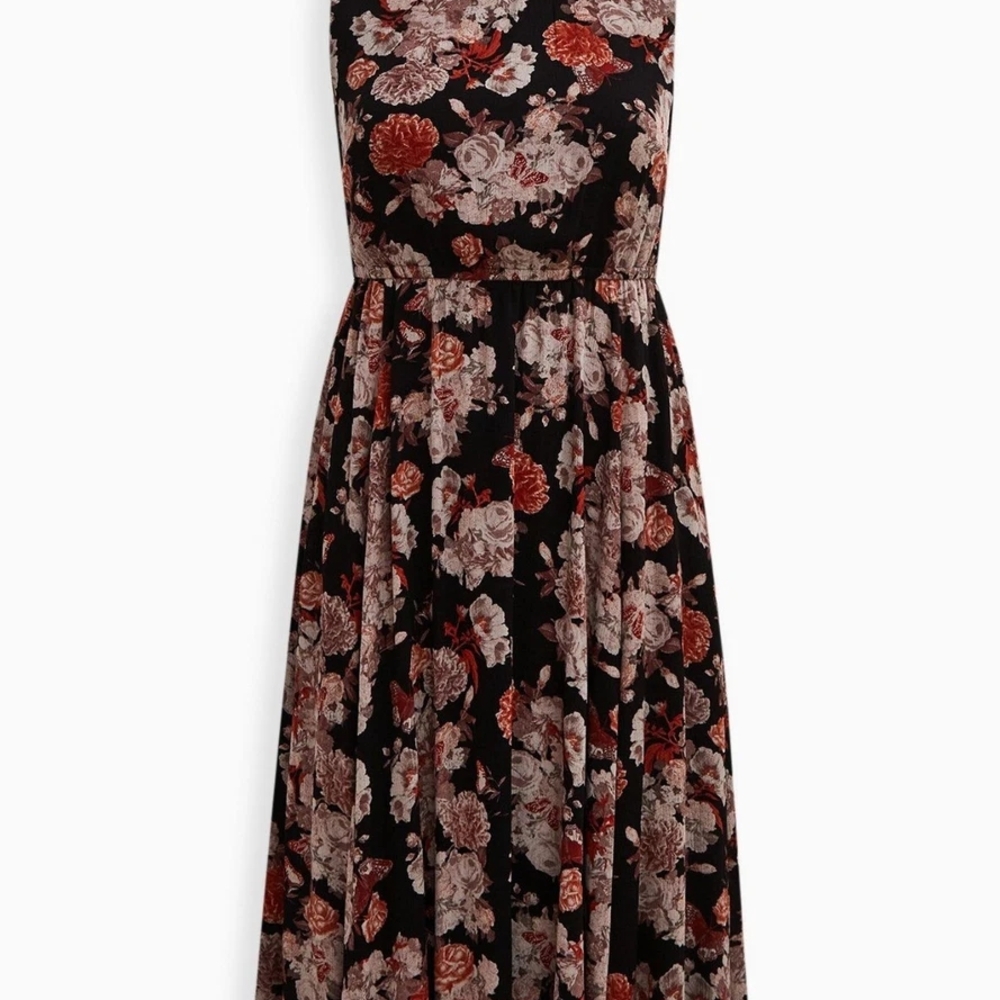 Torrid Floral Black and Red Maxi Dress
